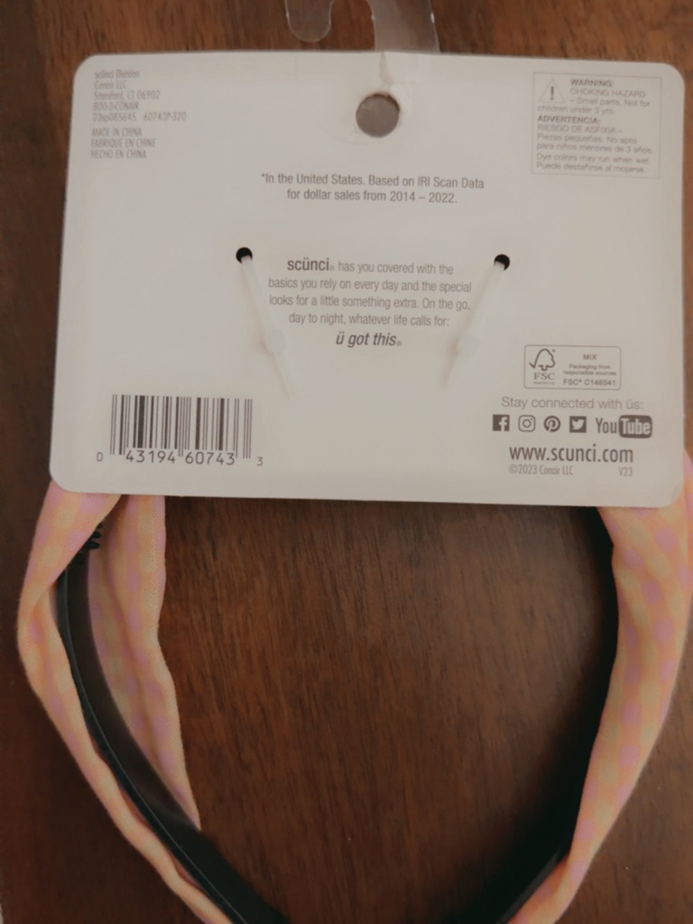 scünci Pink Pastel Checker Knot Headband - Picture 2 of 6